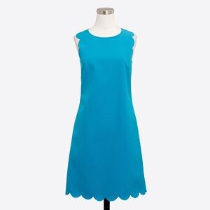Blue Sleeveless Scalloped Dress